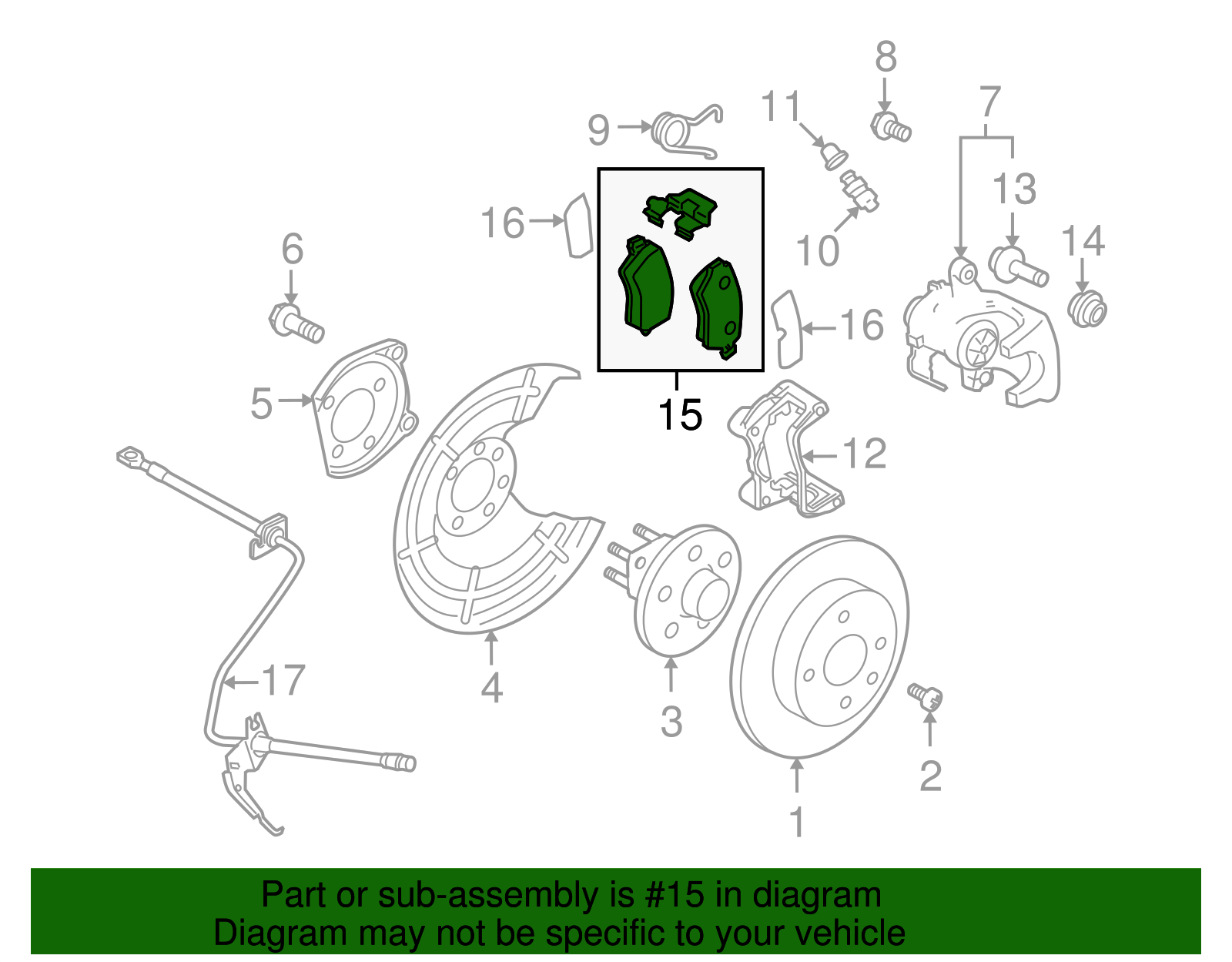 Rear Disc Brake Pad Set with Clips and Bolts - GM (93193613)