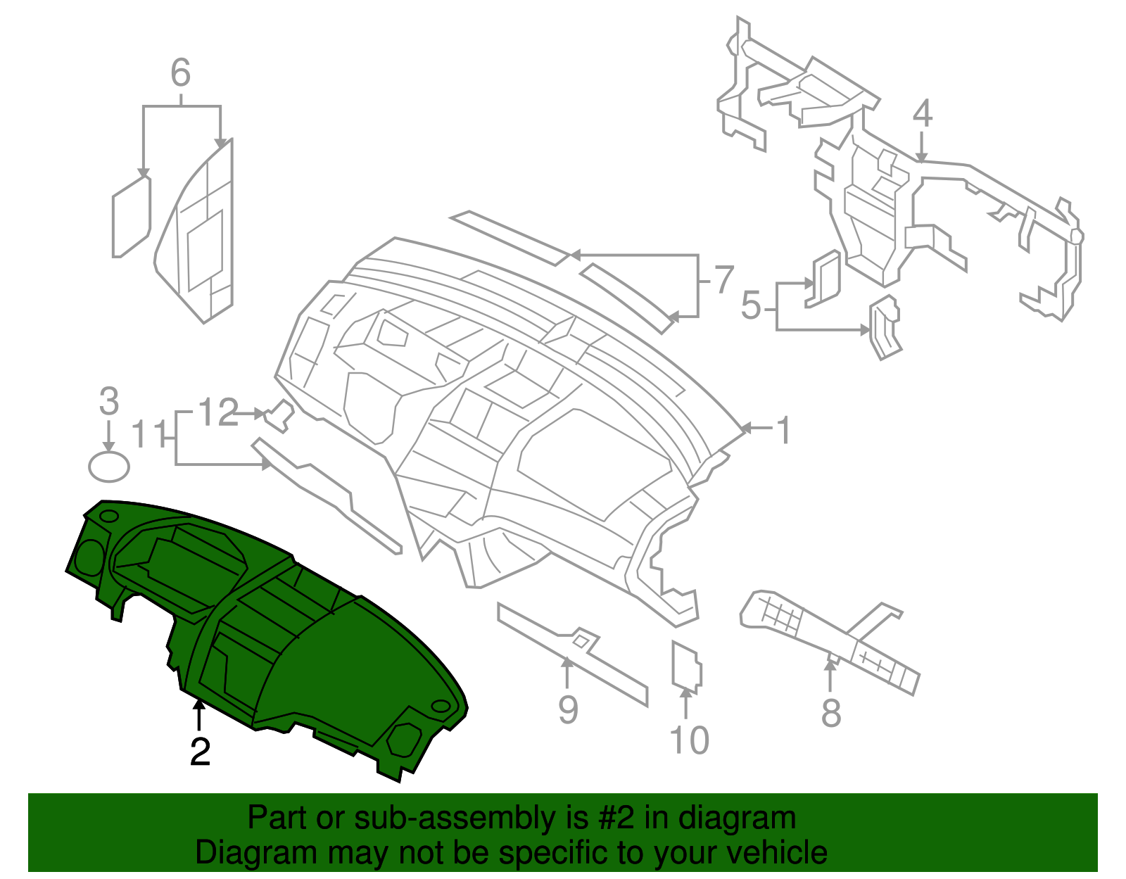 Instrument Panel Upper Trim Panel - GM (96655387)