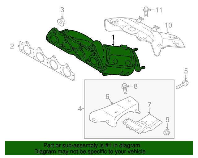 285002BSNA Catalytic Converter With Integrated Exhaust Manifold 20182020 Kia Rio Kia.Parts