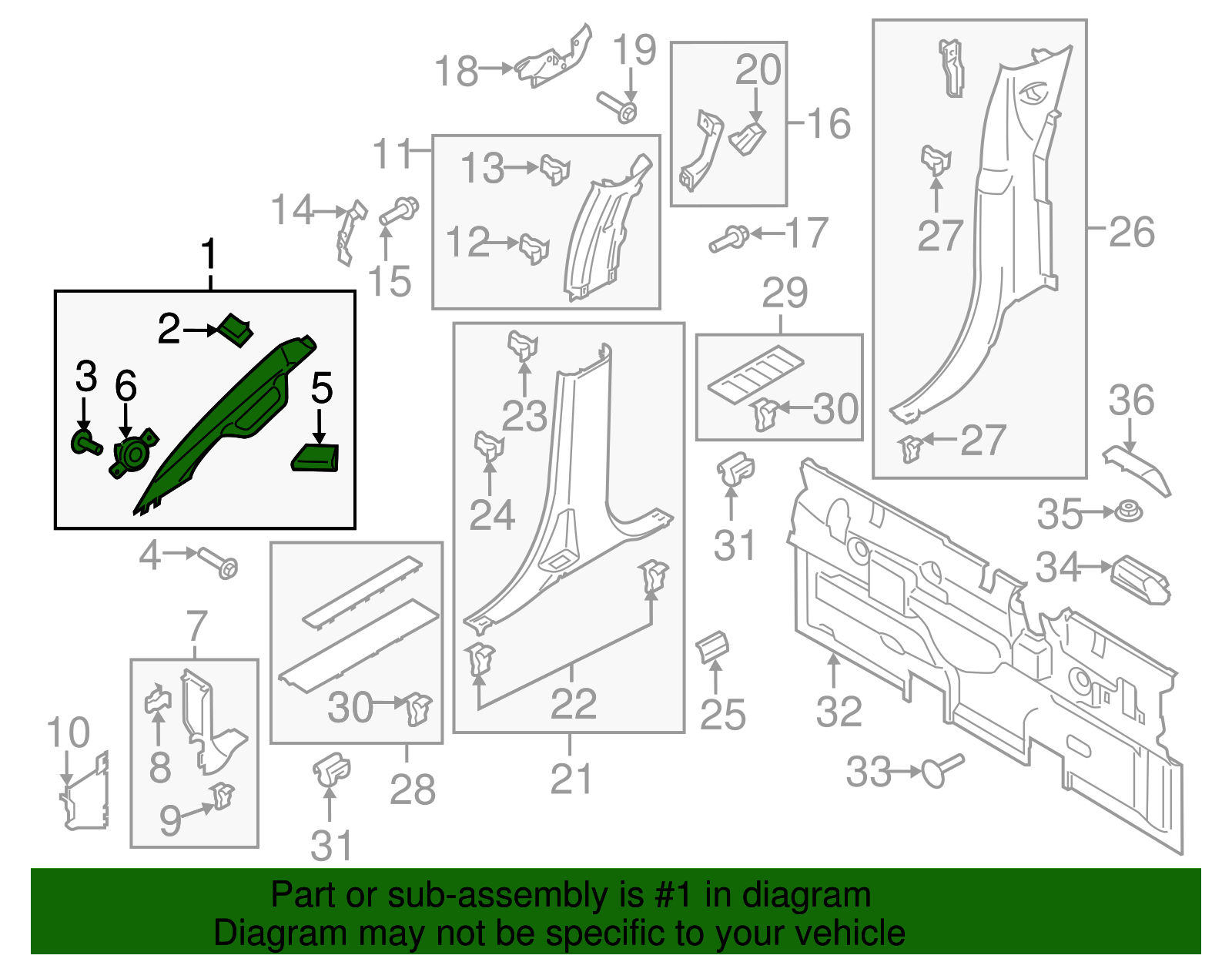 Windshield Pillar Trim - Ford (HC3Z-2503599-BA)