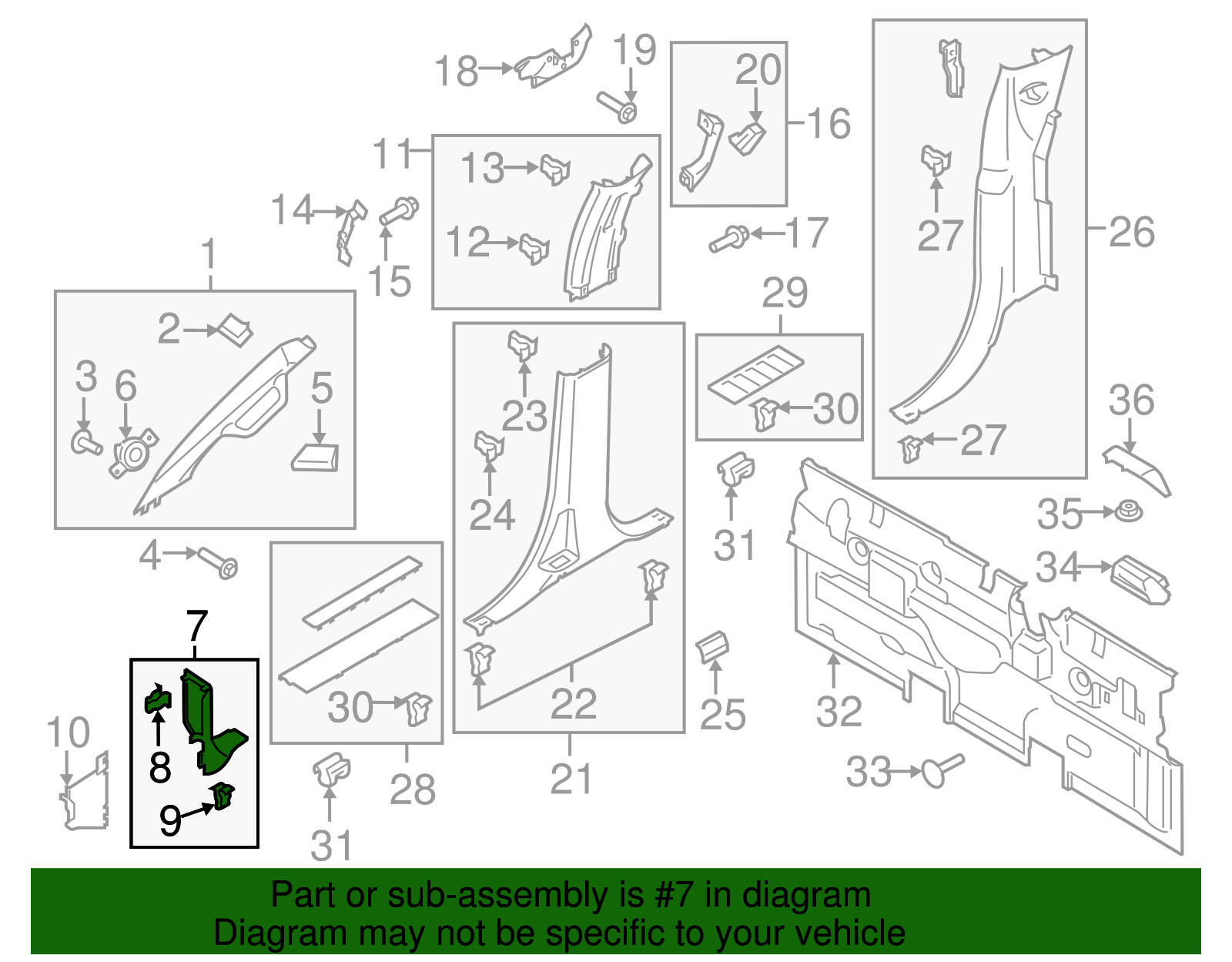 Cowl Kick Panel - Ford (HC3Z-2502344-AC)