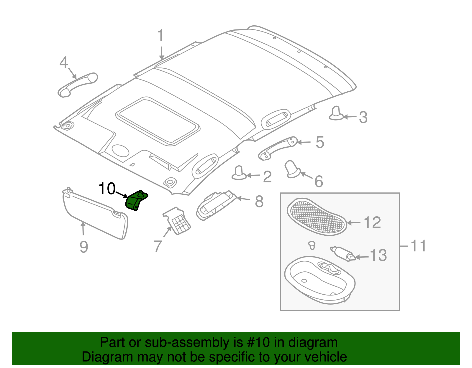 Light Titanium Sunshade Support Bracket - GM (96650122)