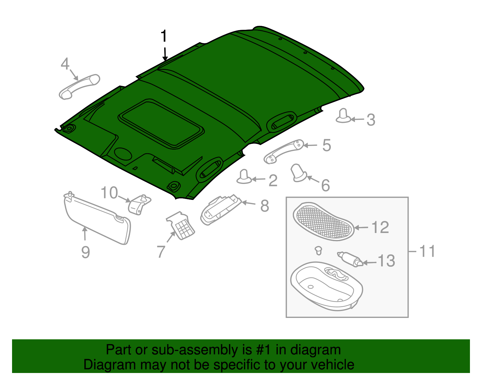 Black Headlining Trim Panel - GM (96946936)