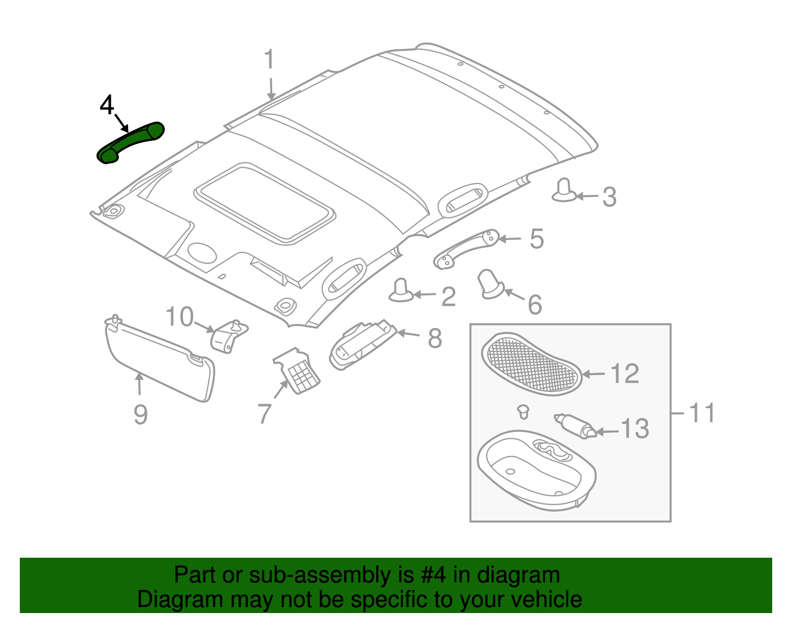 Light Titanium Roof Rail Assist Handle - GM (96650220)
