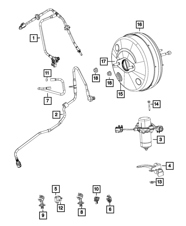 2022 Ram Brake Booster Vacuum Hose 68508907AA My Mopar Parts