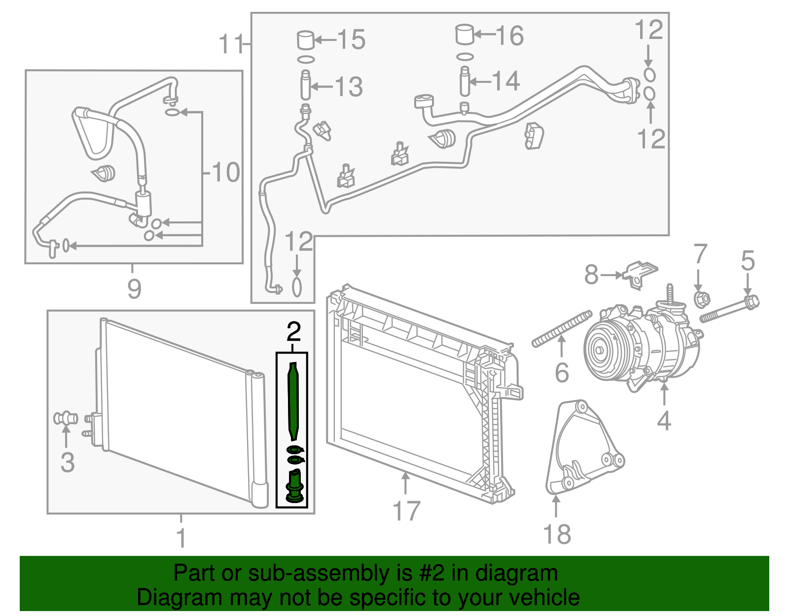 Air Conditioning Receiver Drier Kit with Seals, Desiccant, Plug, Cover, and Retainer - GM (84377853)