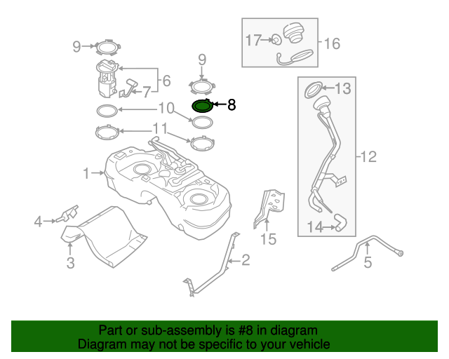 20112017 Nissan Juke Fuel Gauge Sending Unit 250601KM1A Nissan
