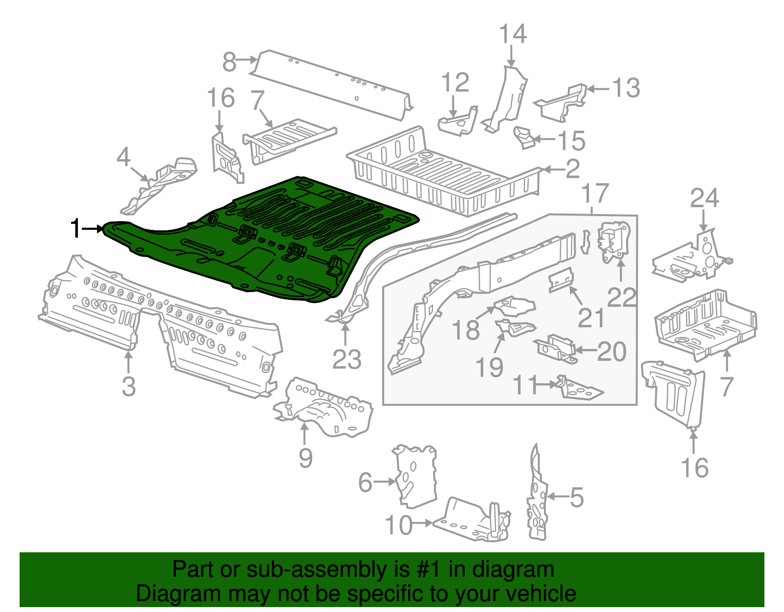 Rear Floor Panel - Cadillac (84137602)