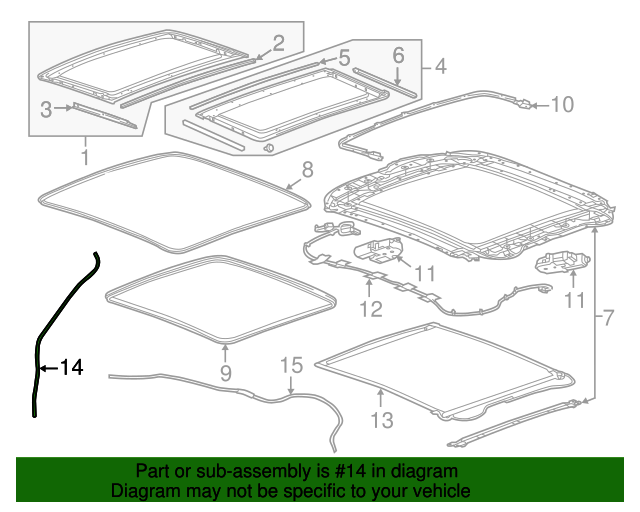20142020 Chevrolet Impala Driver Side Sunroof Housing Front Drain Hose