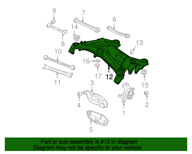 20012007 MercedesBenz Rear Subframe 2033505708 MB OEM Parts