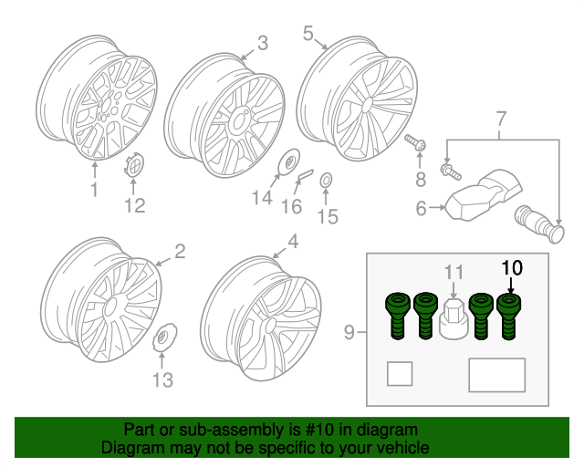 36136776079 Wheel Lock Kit Lock Bolt 20102017 BMW BMWPartsHub
