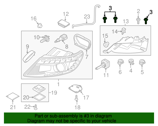 2005-2024 Audi Headlamp Assembly Bolt WHT-000-372 | Audi USA Parts