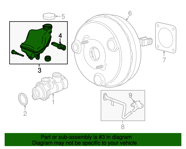 20152020 GM Brake Master Cylinder Reservoir Kit with Switch, Grommet