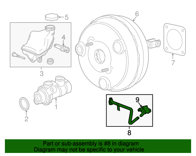 20172022 GM Power Brake Booster Vacuum Hose Assembly 84161103 GM