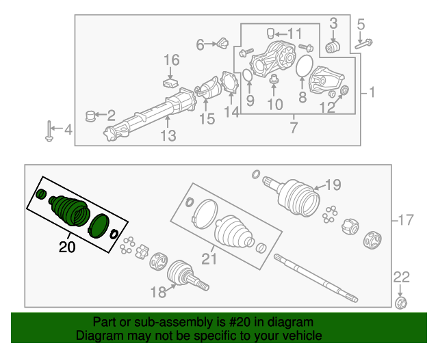 20122017 GM Rear Wheel HalfShaft Constant Velocity (CV) Boot Kit with