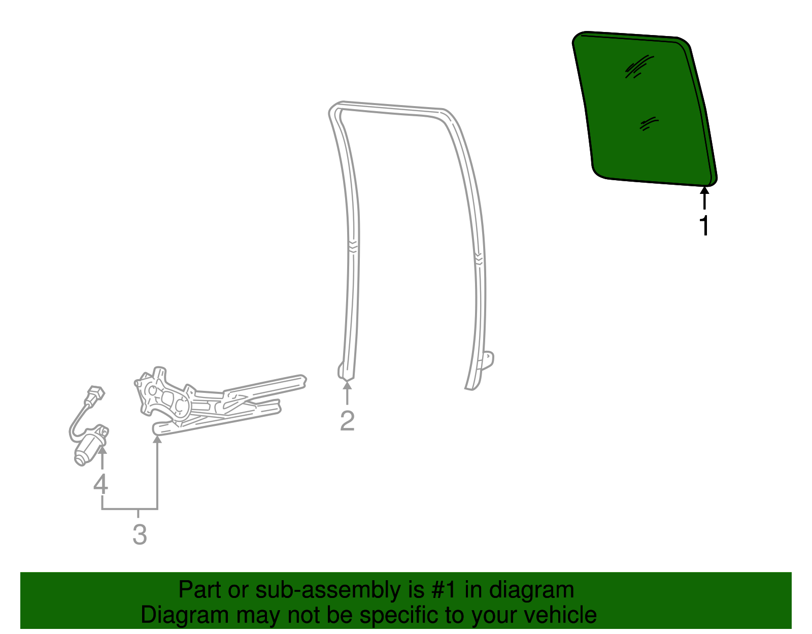 Door Glass - Ford (YL3Z-1625713-AA)