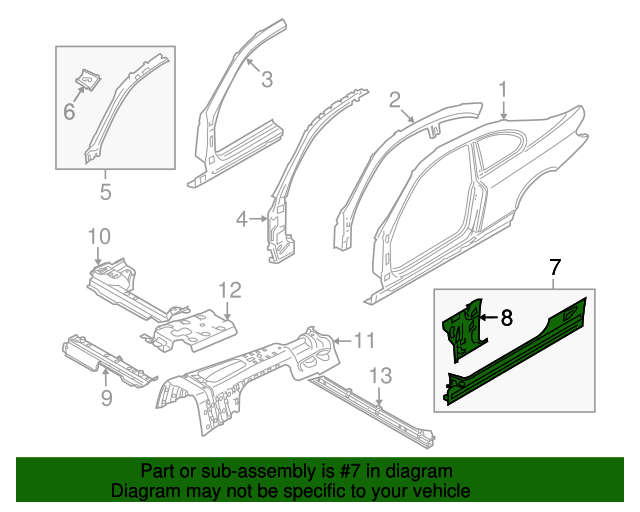 41117180017 - 2008-2013 BMW Inner Rocker (41-11-7-180-017) | BMW of ...