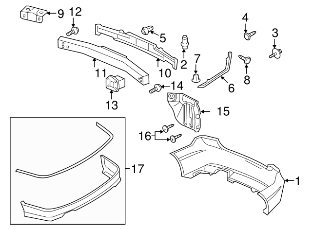 2005-2015 Honda Bumper Cover Screw 90103-SDA-A00 | OEM Parts Online
