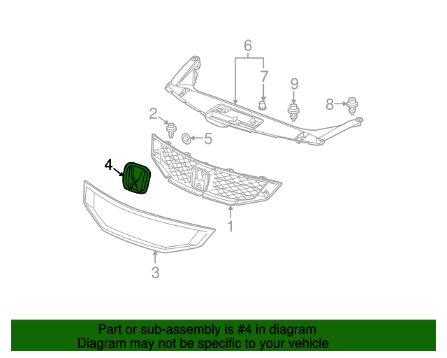 75700TA0A00 Grille Emblem 20082018 Honda Honda Parts Online
