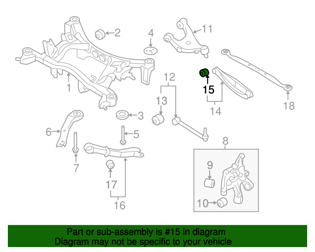20254AE020 Rear Lower Arm Bushing 20002021 Subaru World OEM