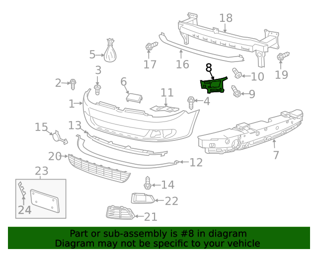 5K0-807-724-F - Bumper Cover Support Rail 2012-2013 Volkswagen ...