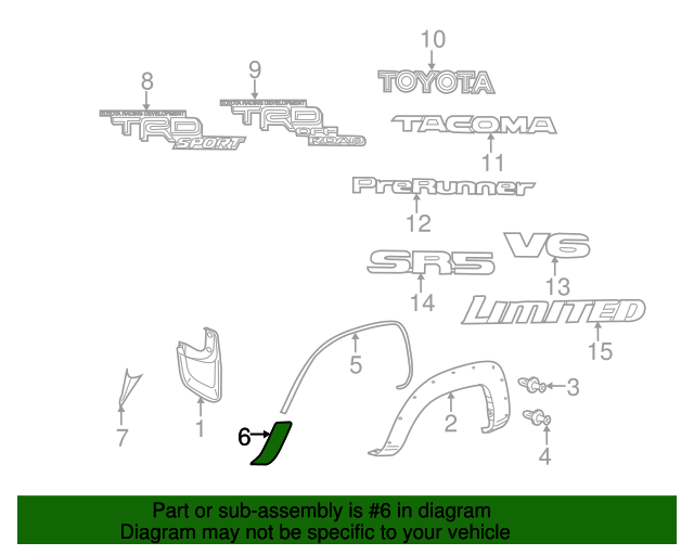 5874204110 Side Body Trim Protector (Left, Rear) 20072015 Toyota