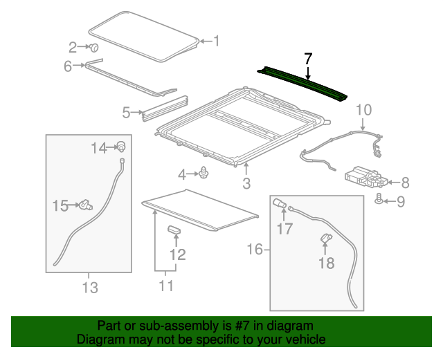 20102017 GMC Terrain Sunroof Housing Drain Gutter 22949347