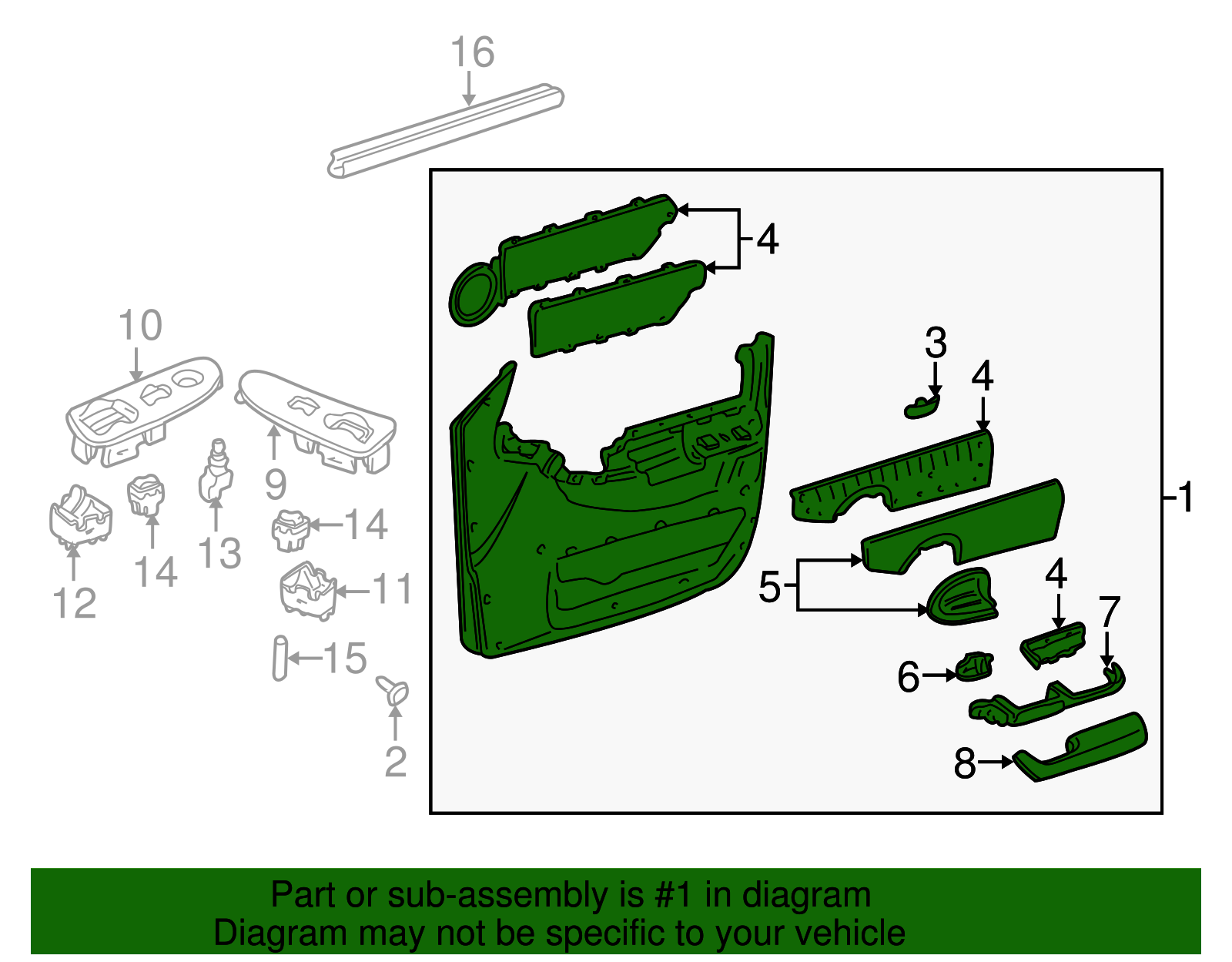 Panel Assembly, Front S/D Tr           <Use 1C5M*Gray - GM (88981829)