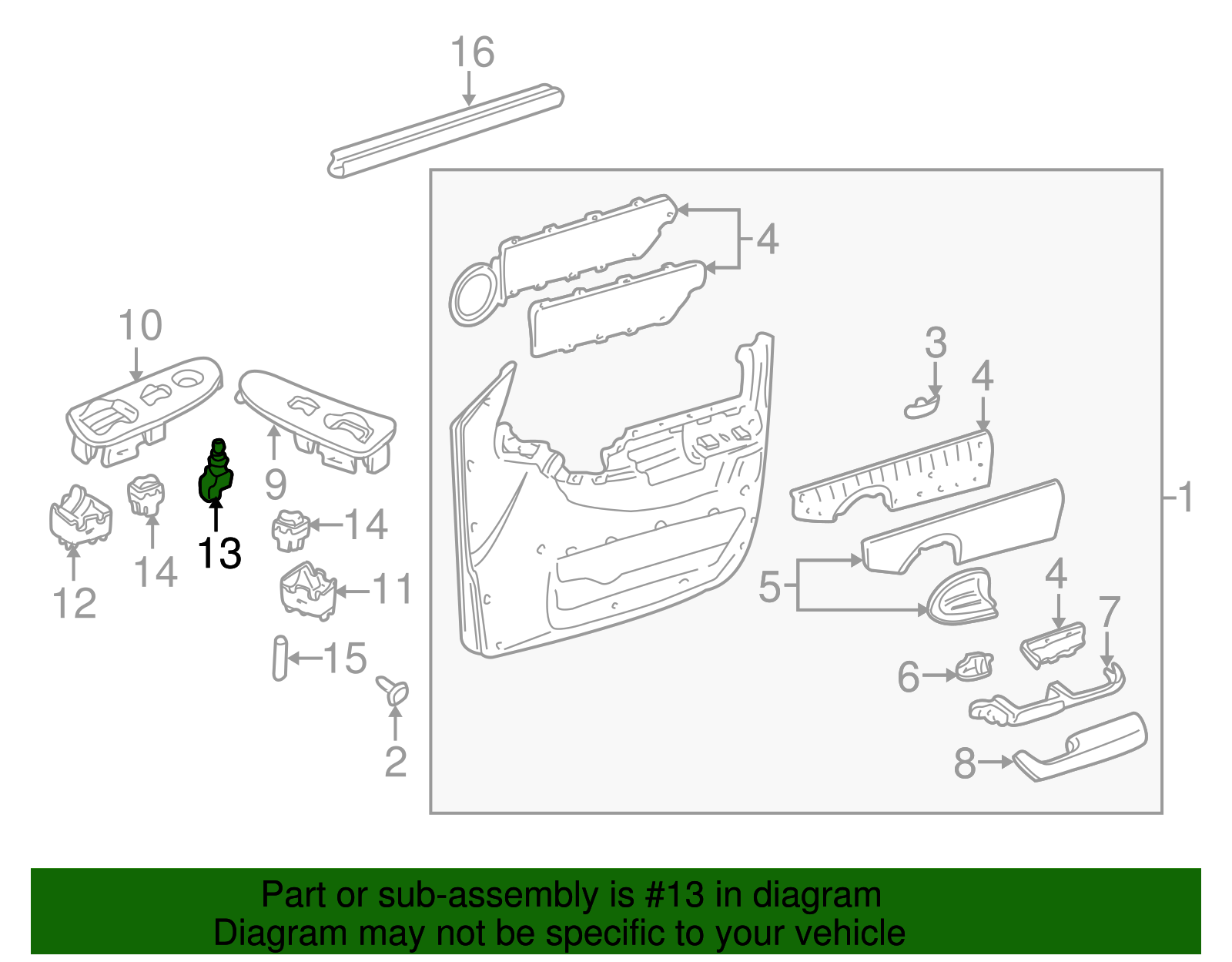 Door Mirror Remote Control Switch - GM (9009914)