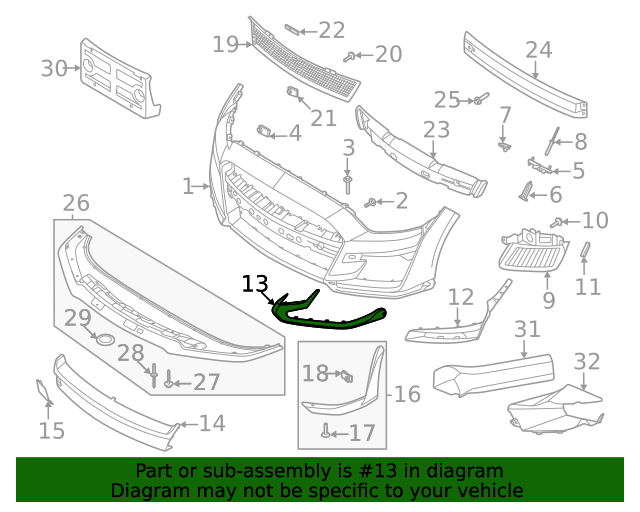 Ford FL3Z-17E810-AA Front Bumper Trim Cover – Fits 2015-2016 Ford F-150, No License Plate Bracket, OEM Part