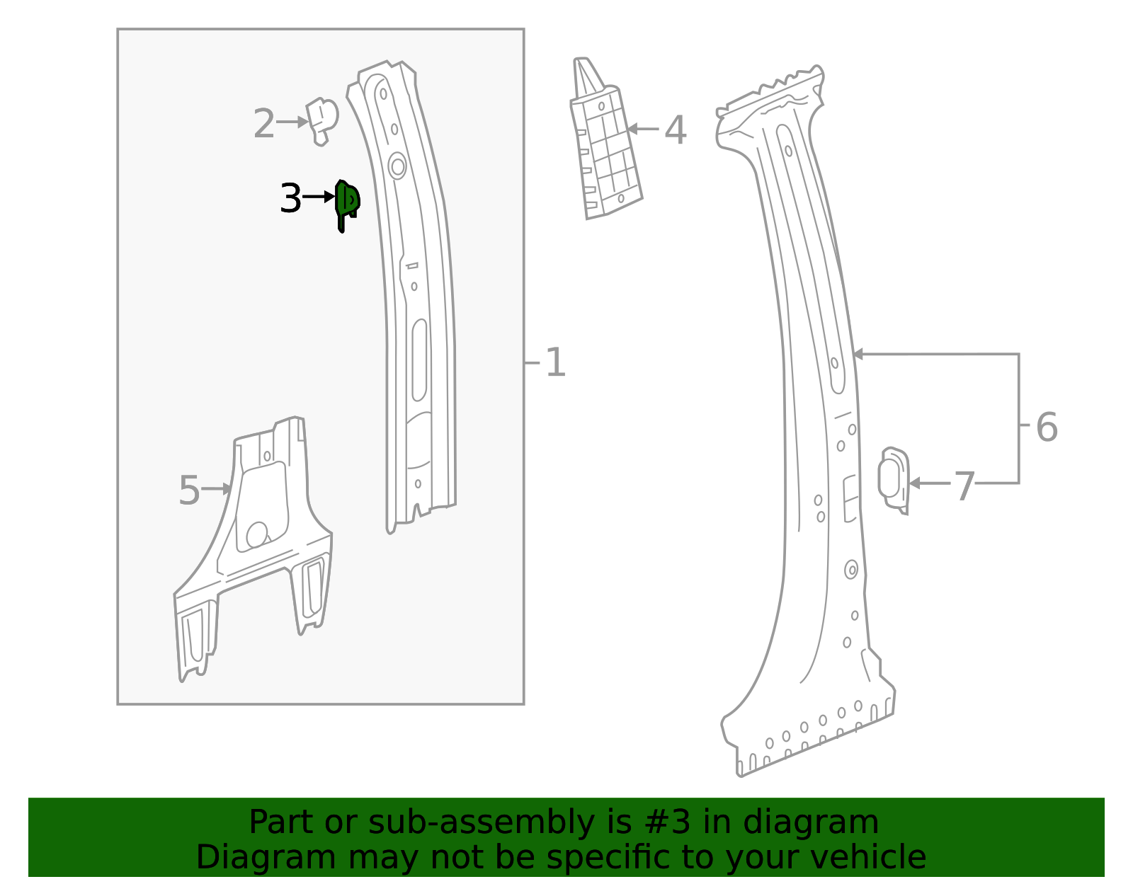 2020-2025 GM Inner Center Pillar Lower Bracket 23417276 GM ...