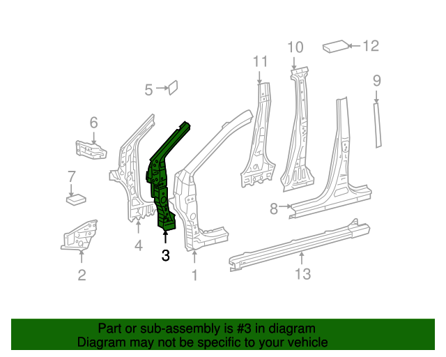 Toyota 61109-02120 Body Pillar Reinforce Sub Assembly Toyota 61109-02120 Body Pillar Reinforce Sub Assembly