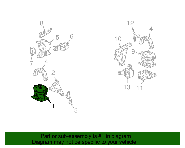20092015 Honda Pilot OEM NEW Front Engine Motor Mount Fits 20092015
