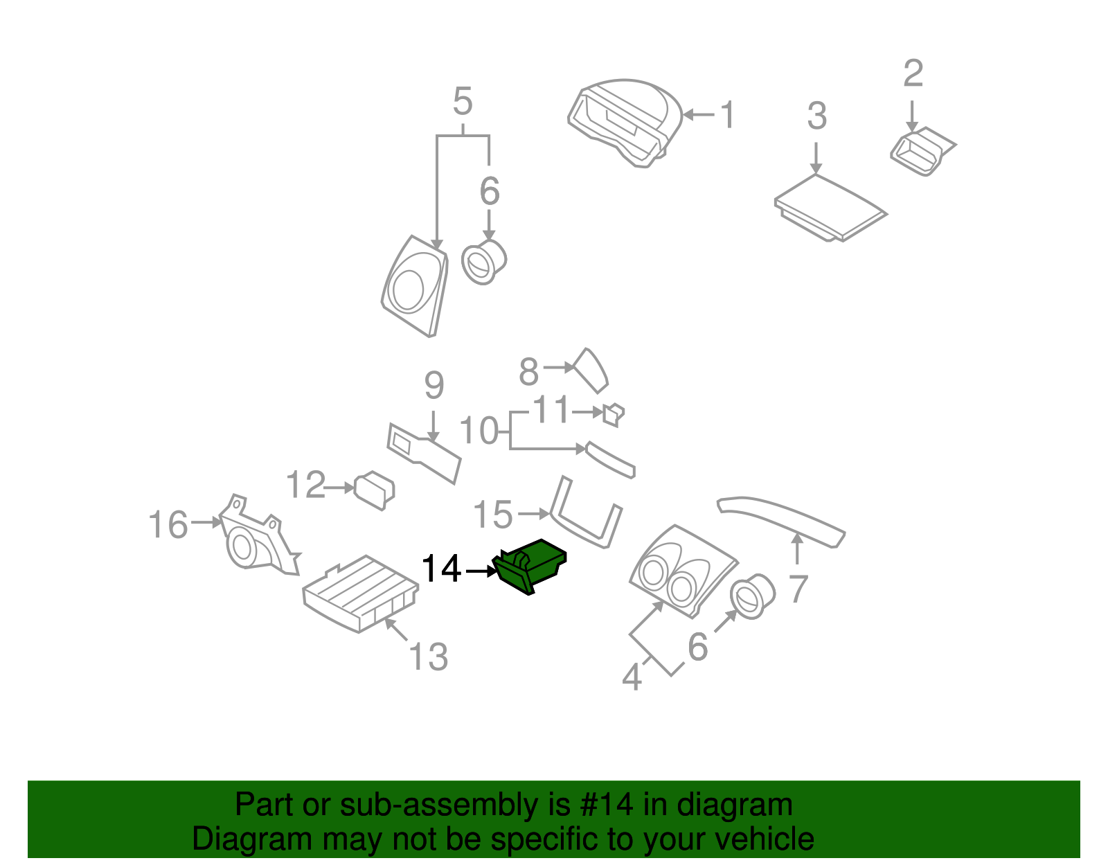 Charcoal Instrument Panel Ash Tray - GM (96457640)