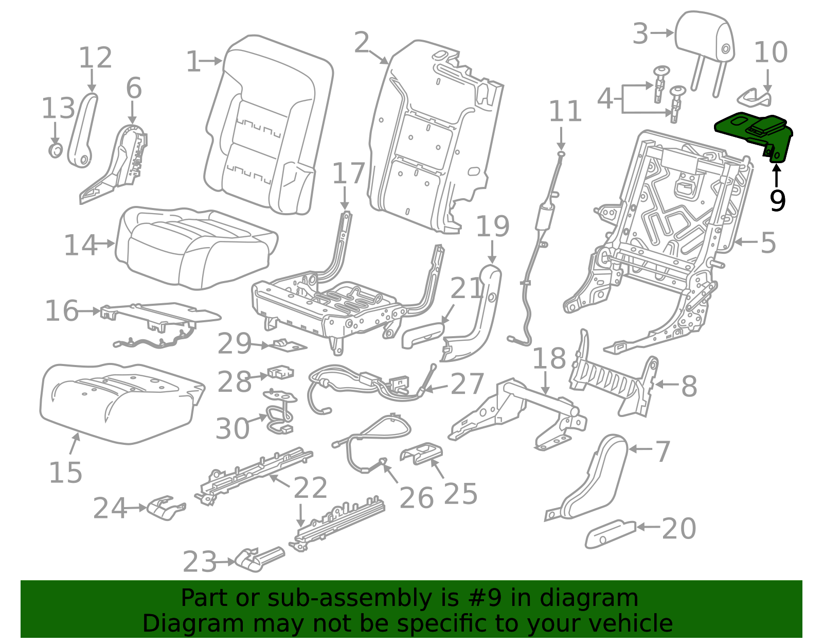 Jet Black Rear Driver Side Seat Back Latch Release Handle - GM (84385206)