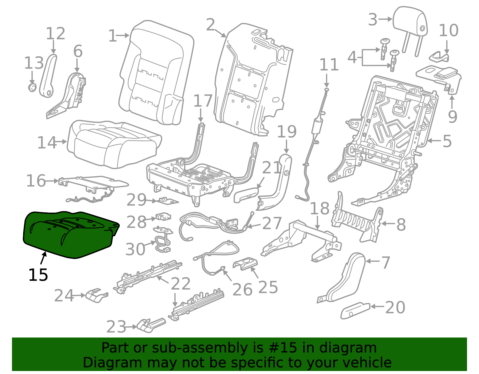 Rear Driver Side Seat Cushion Pad - GM (84454568)