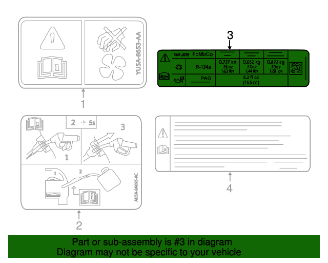 2010-2019 Ford AC Label dg1z5400014a | TascaParts.com