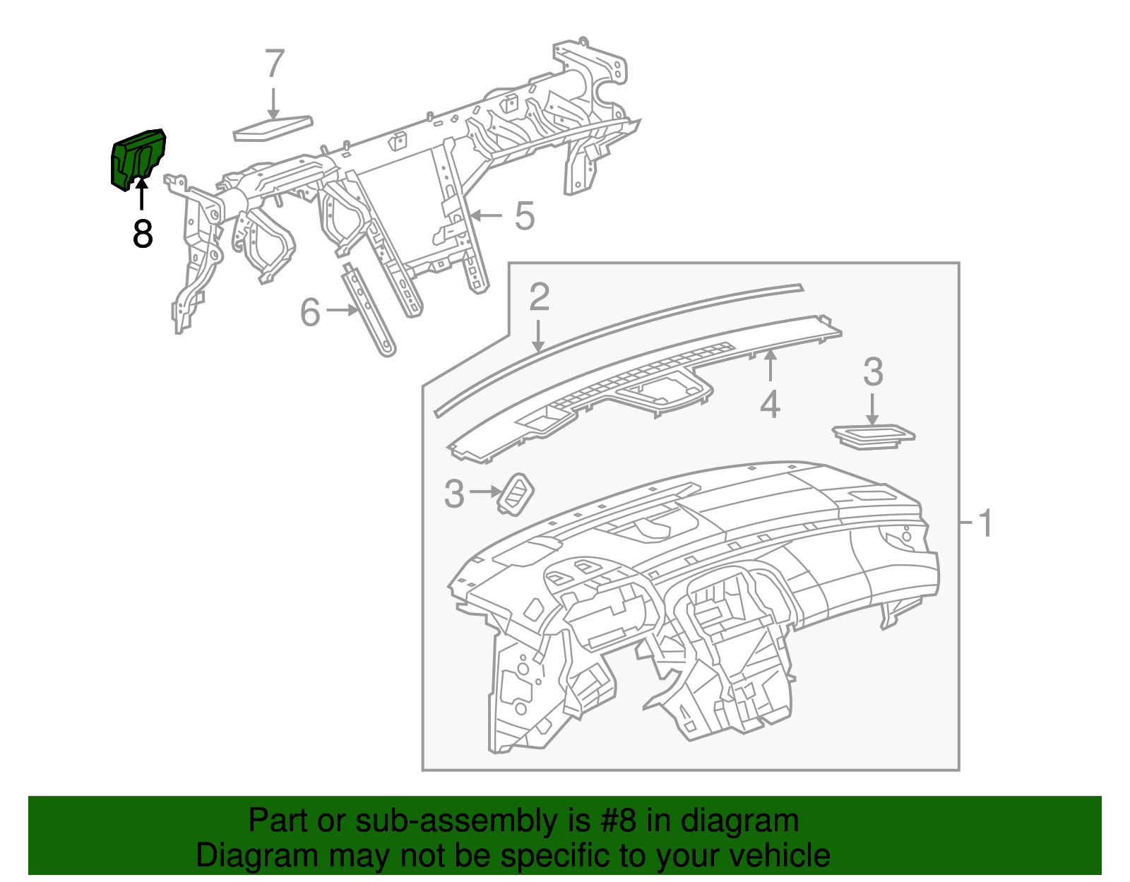 Instrument Panel Knee Bolster Bracket Insulator - Buick (9033243)