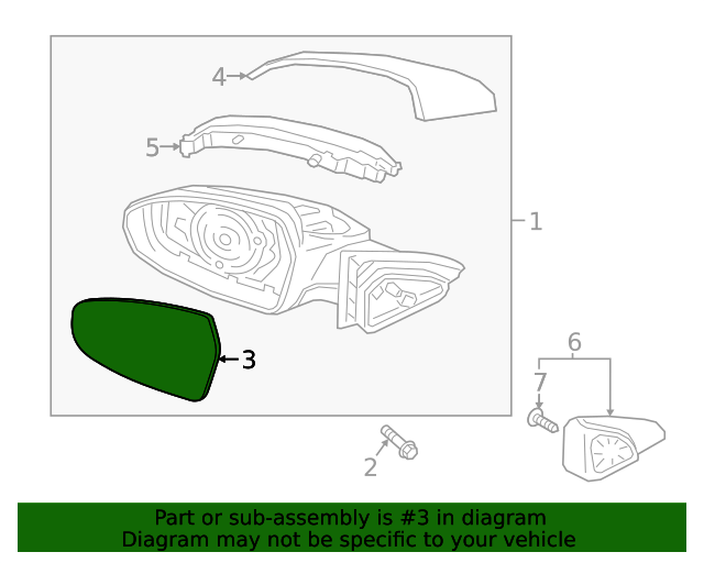 87621M7000 Mirror Glass 20192021 Kia Forte Kia.Parts Store