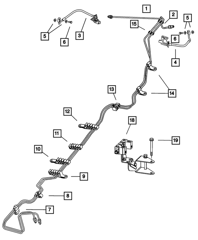 2001 Mopar Brake Hose, Export, Right 4779122AA My Mopar Parts