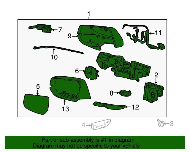 20162019 Cadillac XTS Driver Side Door Mirror Kit with Molding, Cover