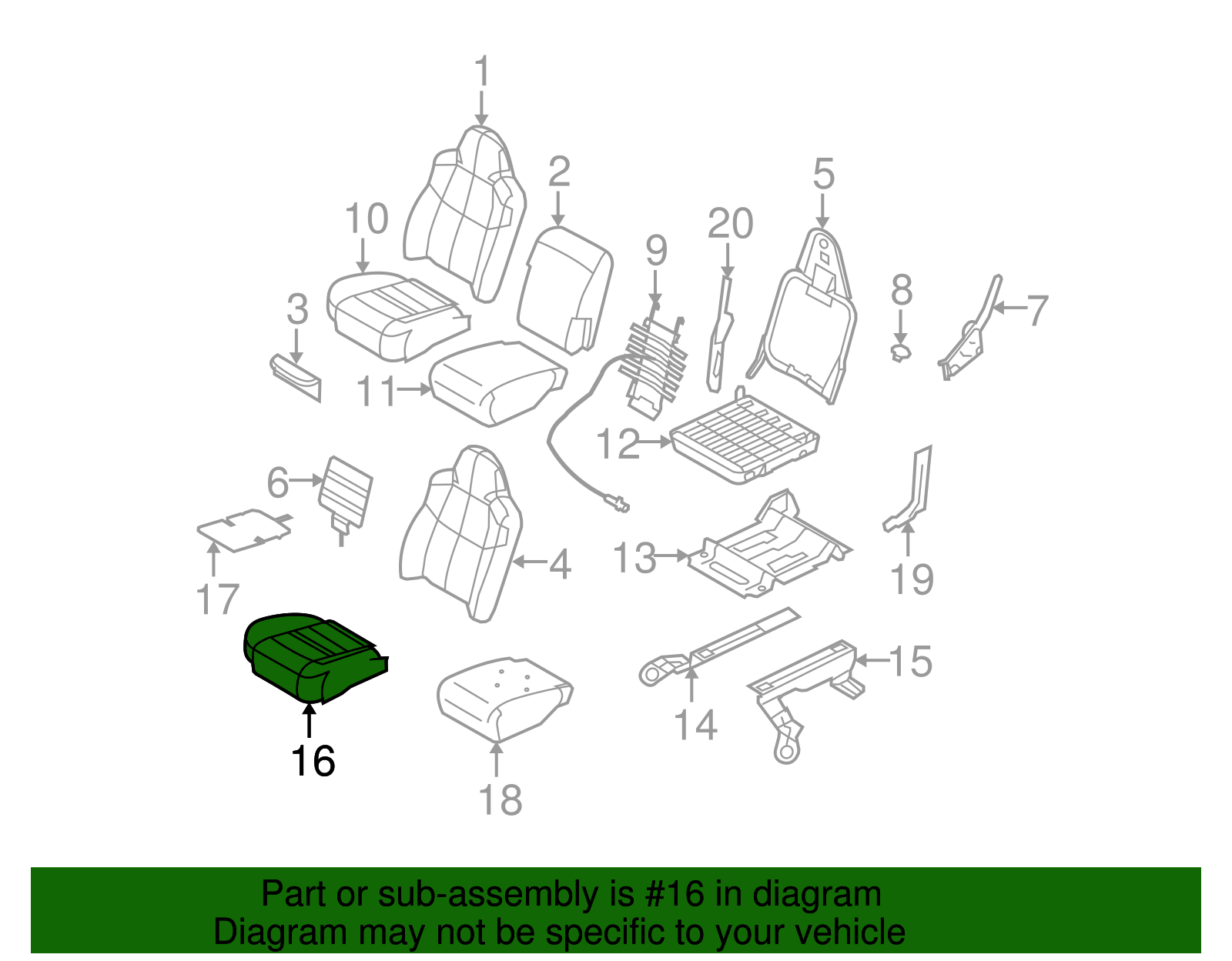 Seat Cushion Pad - Ford (8C3Z-25632A23-D)