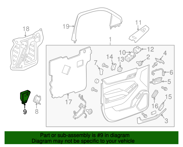 20152020 GM Front Driver Side Inner Door Panel Energy Absorber
