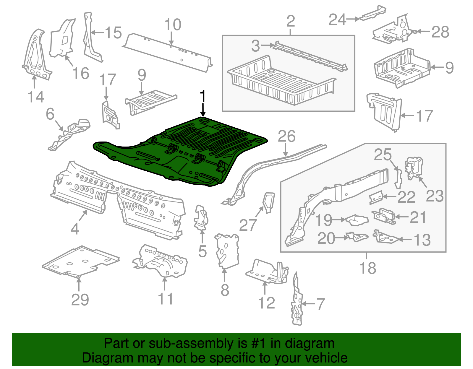 Rear Floor Panel - Cadillac (84137604)