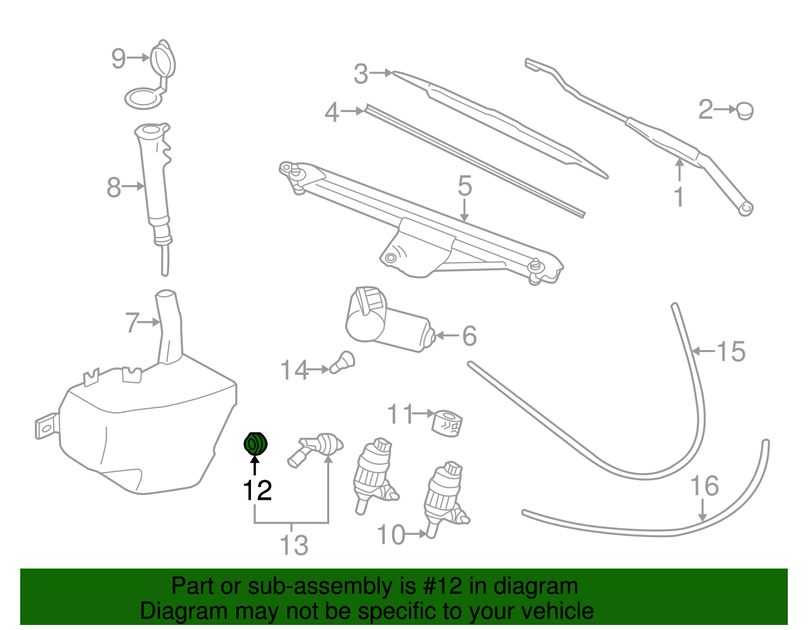 Windshield Washer Fluid Level Sensor with Seal - GM (12335753)