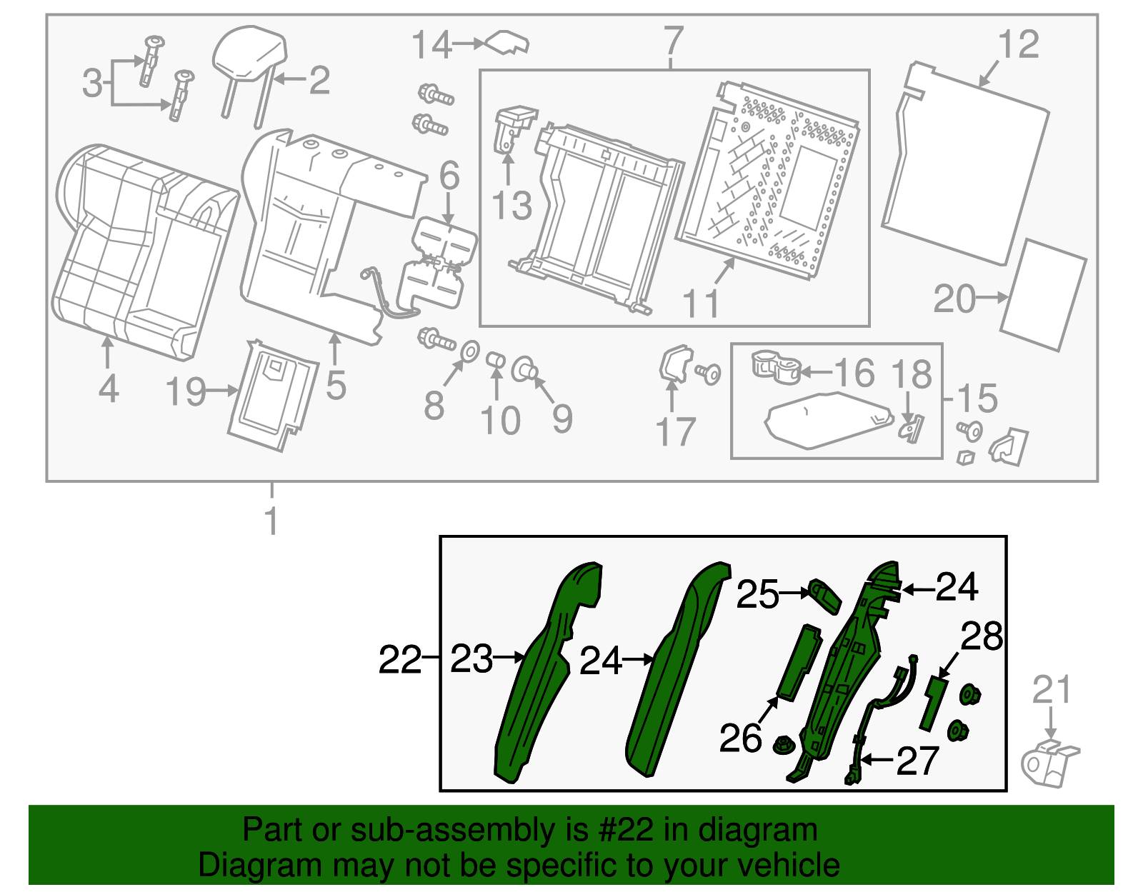 Jet Black Rear Passenger Side Seat Back Bolster - GM (84060614)