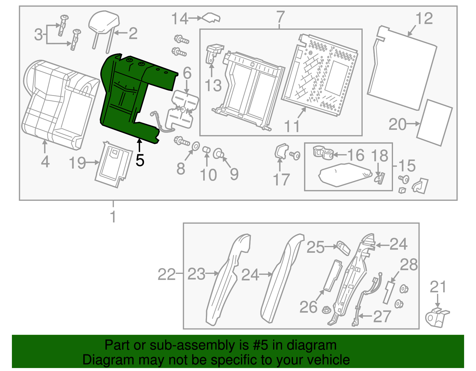 Passenger Side Rear Seat Back Pad - GM (84091579)