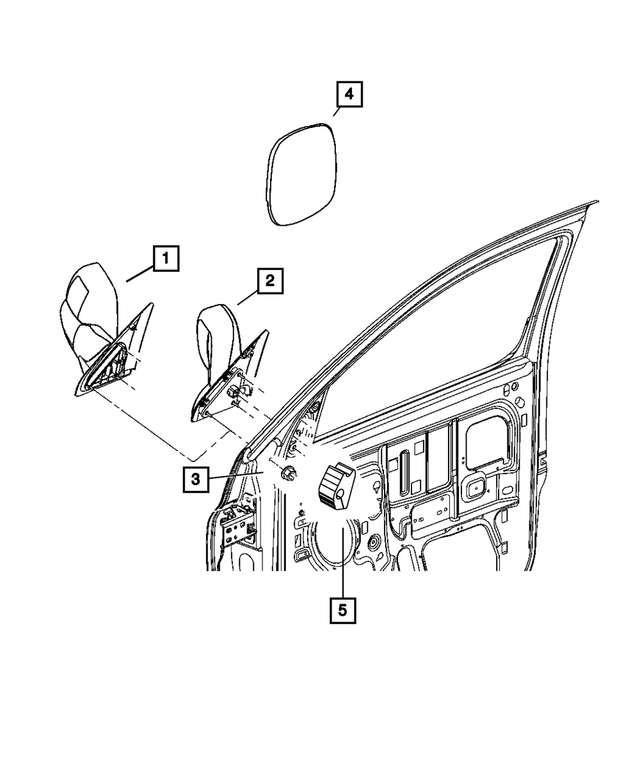 Door Mirror Right MOPAR 55077492AN Dodge Ram Truck OEM