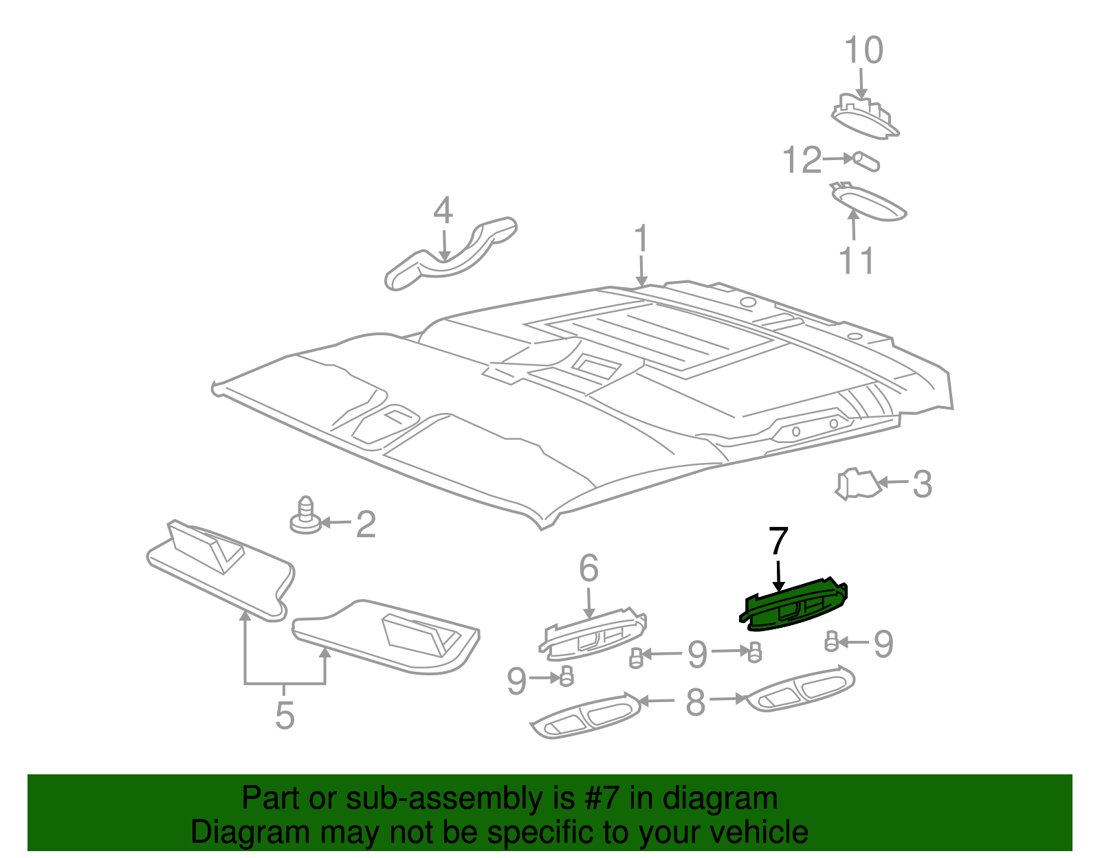 Roof Rail Rear Courtesy and Reading Lamp Housing - GM (88935734)
