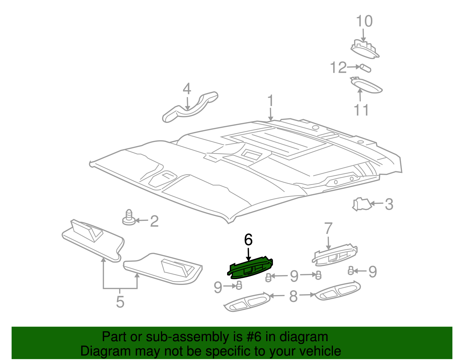 Roof Rail Front Courtesy and Reading Lamp Housing - GM (88935732)